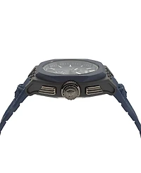 Versace Men's Swiss Chronograph Blue Silicone Strap Watch 44mm