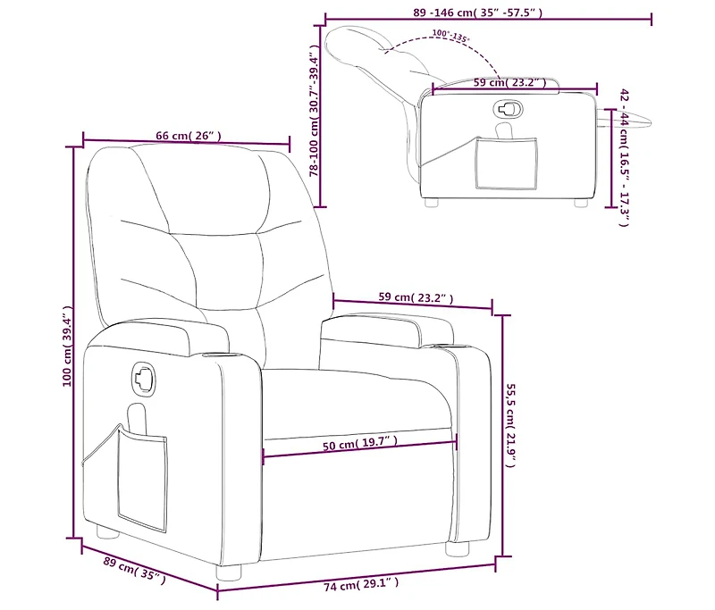Massage Recliner Chair Gray Faux Leather