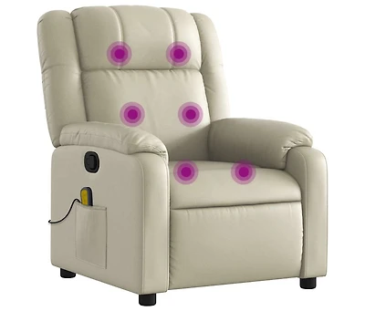 Massage Recliner Chair Cream Faux Leather