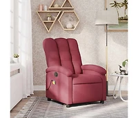 Massage Recliner Chair Wine Red Fabric