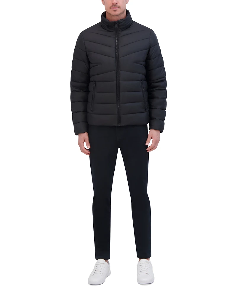 Kenneth Cole Men's Quilted Lightweight Hooded Zip-Front Puffer Jacket