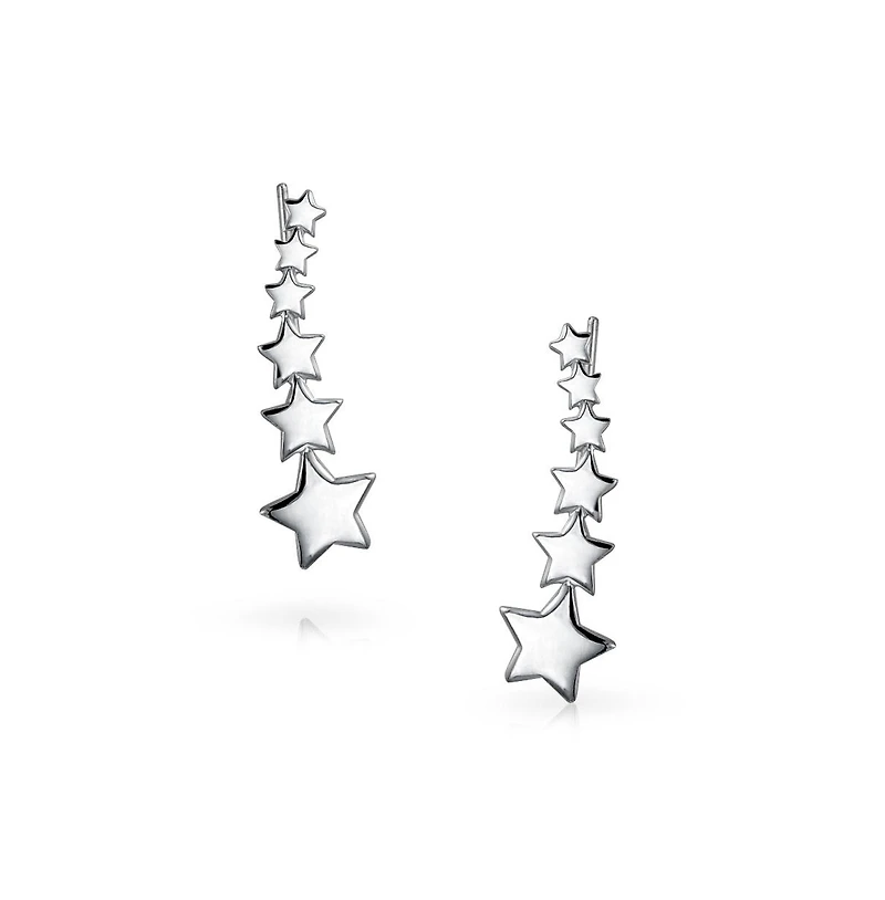 Bling Jewelry Usa Patriotic Celestial Shooting Star Ear Pin Climbers Earrings Wrap Crawlers 14K Gold Plated .925 Sterling Silver