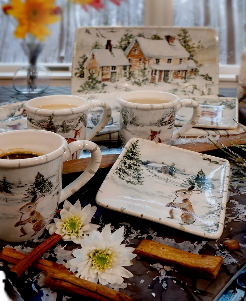 Certified International Winter's Frost Canape Plates, Set of 4