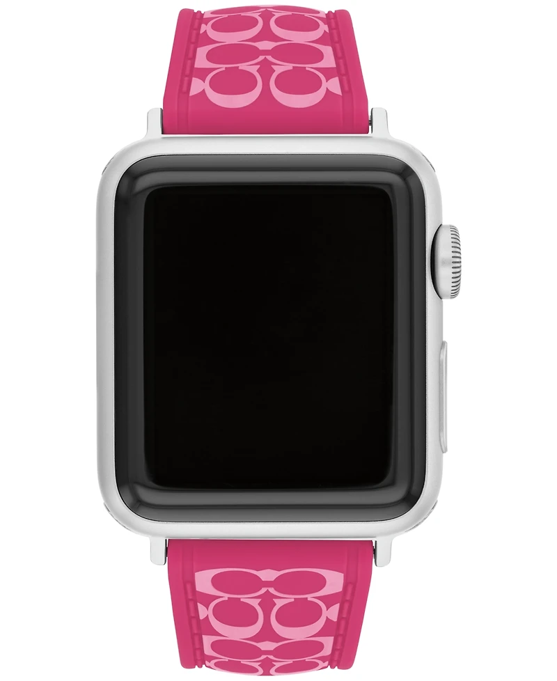 Coach Women's Pink Silicone Apple Watch Strap 38mm, 40mm, 41mm
