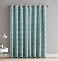Kate Aurora 2 Piece 100% Full Blackout Trellis Grommet Top Window Curtain Panels