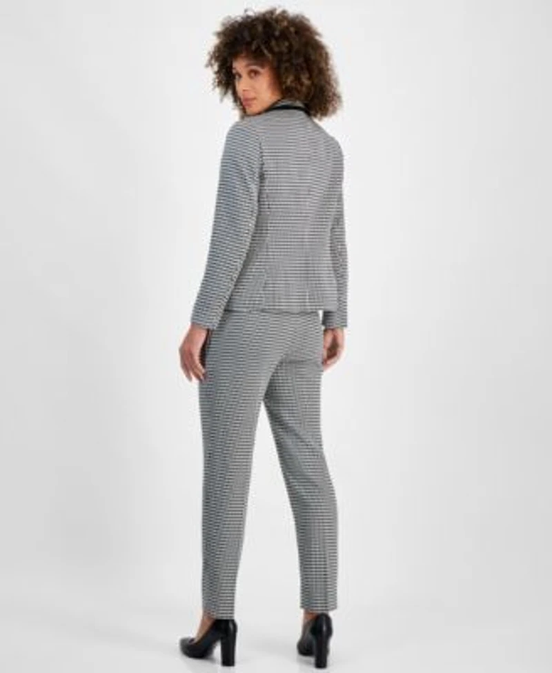 Kasper Houndstooth Print Double Breasted Jacket Matching Pants