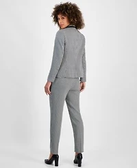 Kasper Houndstooth Print Double Breasted Jacket Matching Pants