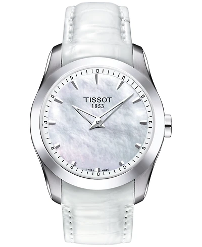 Tissot Women's Swiss Couturier Grande White Leather Strap Watch 33mm