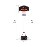Adjustable Basketball Hoop System Stand Portable with 2 Wheels Fillable Base