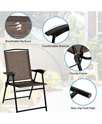 3 Pieces Patio Garden Furniture Set of Round Table and Folding Chairs
