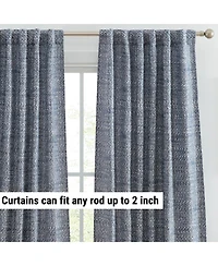 Hlc.me Easton Jacquard Slub Texture - Privacy Curtains with Back Tab Rod Pocket Lightweight Window Curtains Panels
