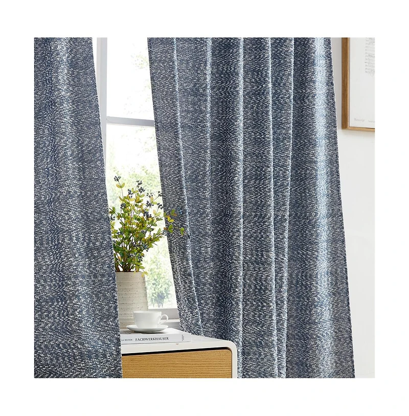 Hlc.me Easton Jacquard Slub Texture - Privacy Curtains with Back Tab Rod Pocket Lightweight Window Curtains Panels