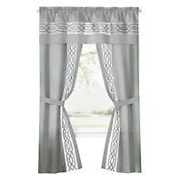 Kate Aurora Pacifico 5 Piece Rod Pocket All One Attached Semi Sheer Window Curtain Panels & Valance Set