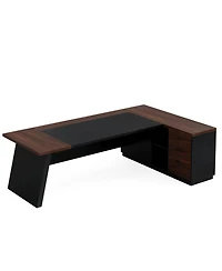 Tribesigns 78" L-Shaped Executive Desk, Large Office Desk with Drawers and Lateral File Cabinet, Business Furniture with Storage Shelves, Modern Compu