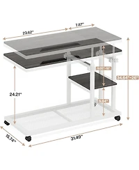 Tribesigns Height Adjustable C Table with Wheels, Mobile Couch Snack Side Table with Tiltable Drawing Board, Sofa Bedside Laptop Stand C Shaped Tv Tra