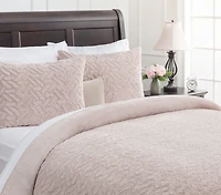 Chanasya Premium Soft Cloud Faux Fur Duvet Cover Bedding Set Queen Size - 3 Piece Combo Set - Textured Embossed Fuzzy Soft Velvet Mink Bedcover