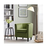Yaheetech Yaheetch Barrel-shaped Upholstered Accent Arm Chair Olive Green