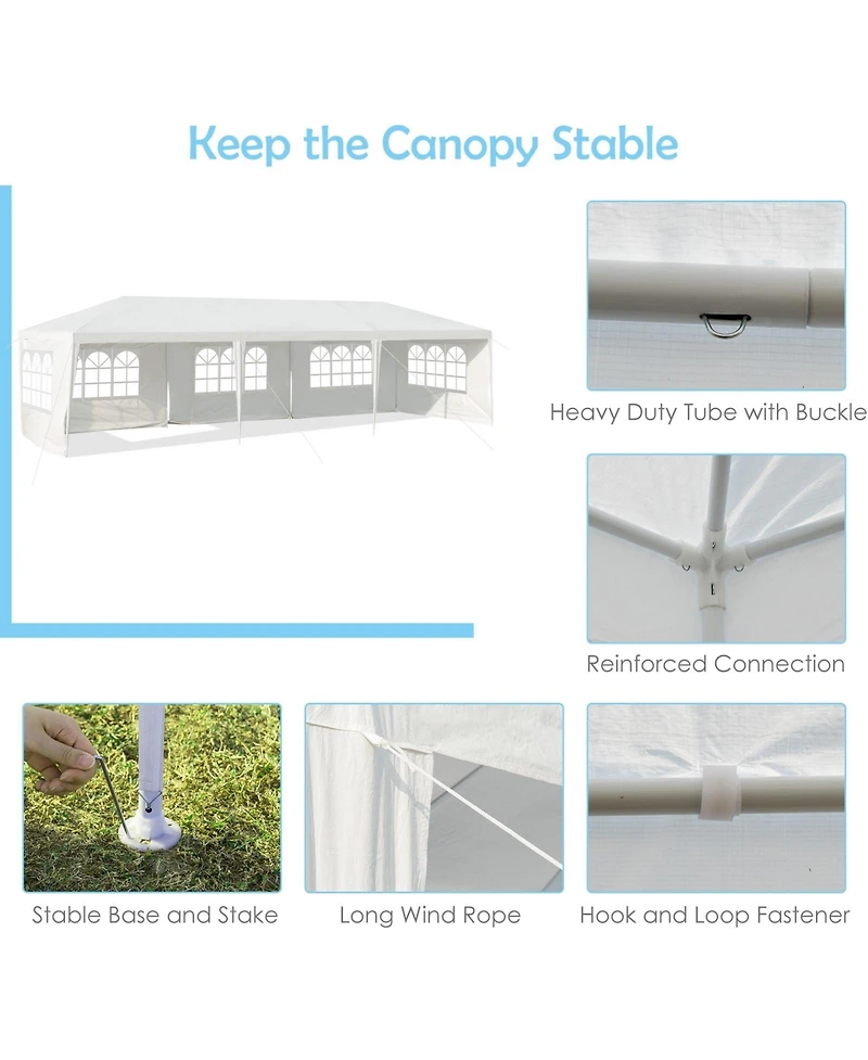 Sugift 10 x 30 Feet Canopy Tent with 5 Removable Sidewalls for Party Wedding