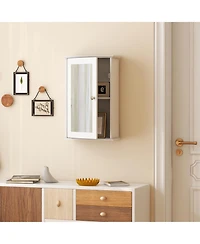 Bathroom Wall Cabinet with Single Mirror Door-Gray