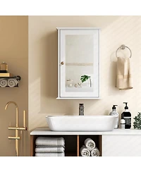 Bathroom Wall Cabinet with Single Mirror Door-Gray