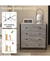 4-Drawer Dresser Modern Chest of Drawers Wooden Storage Dresser