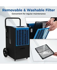 163 Pints Commercial Dehumidifier with Pump & Drain Hose Heavy Duty