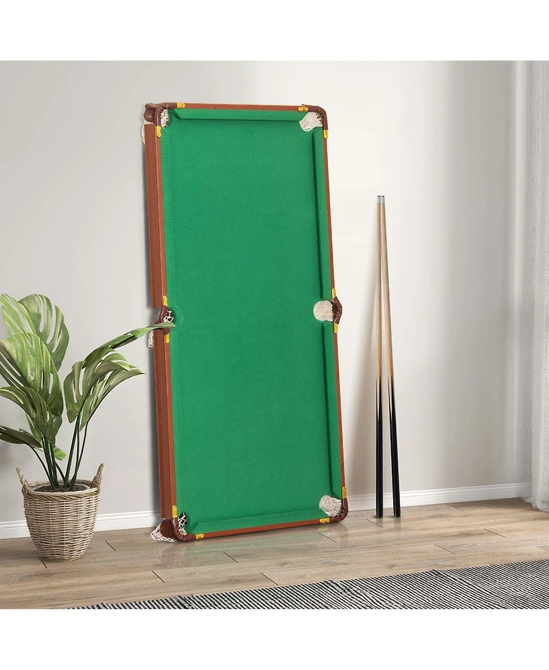 Folding Pool Table Set with Foldable Legs Adjustable Foot Levelers 2 Cues 2 Chalks