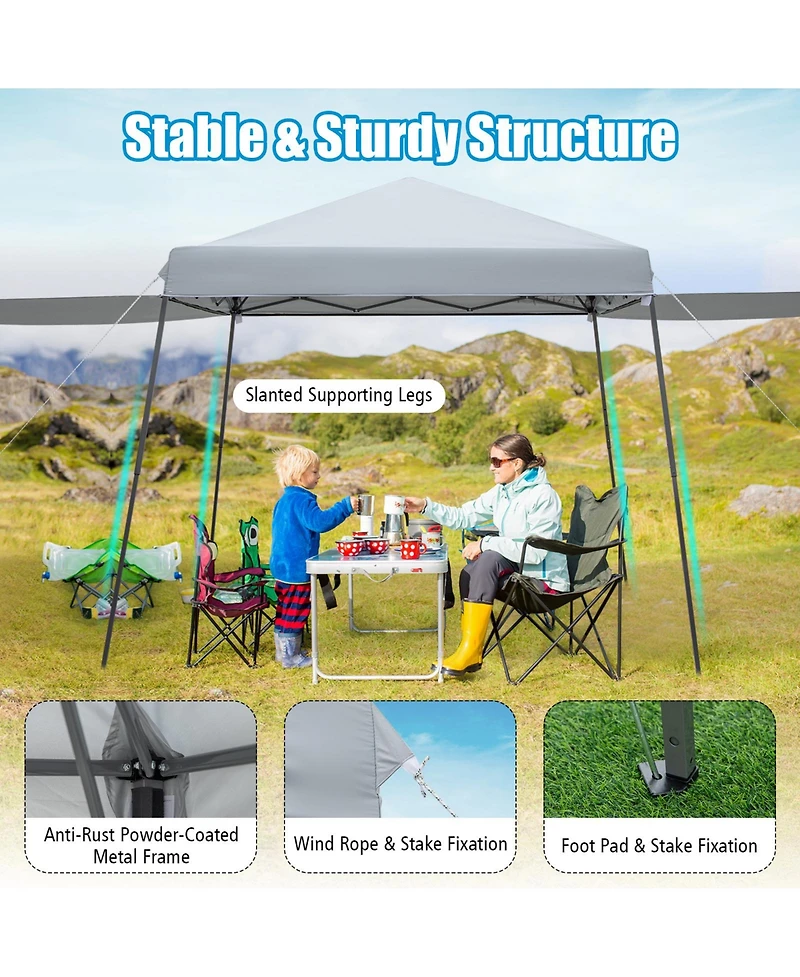 Skonyon Patio 10x10FT Instant Pop-up Canopy Folding Tent with Sidewalls and Awnings Outdoor-Gray