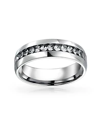 Bling Jewelry Channel Set Crystal Eternity Band Ring Stainless Steel 6MM