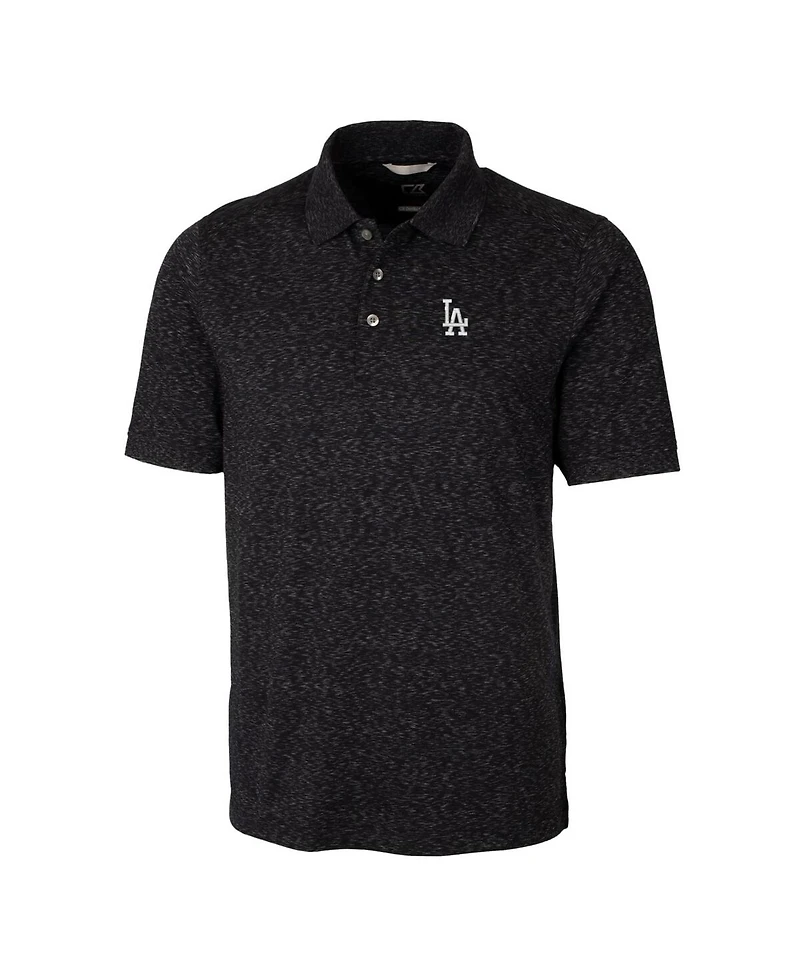 Cutter & Buck Men's Heathered Black Los Angeles Dodgers Advantage Space Dye Tri-Blend Polo
