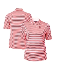 Cutter & Buck Women's Red Nc State Wolfpack DryTec Virtue Eco Pique Stripe Polo