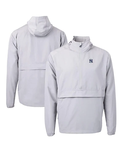 Cutter & Buck Men's Gray New York Yankees Charter Eco Half-Zip Anorak Jacket