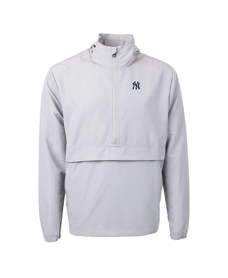 Cutter & Buck Men's Gray New York Yankees Charter Eco Half-Zip Anorak Jacket