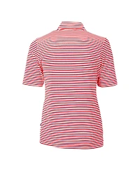 Cutter & Buck Women's Scarlet Nebraska Huskers DryTec Virtue Eco Pique Stripe Polo