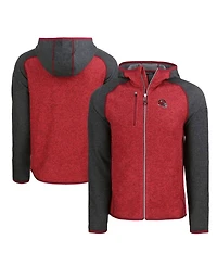 Cutter & Buck Men's Heather Red/Heather Charcoal Kansas City Chiefs Helmet Mainsail Sweater-Knit Full-Zip Hoodie