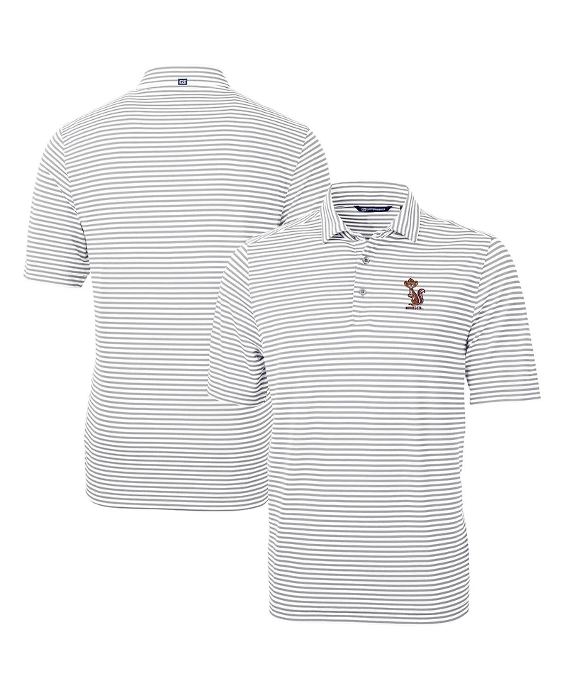 Cutter & Buck Men's Minnesota Golden Gophers Vault DryTec Virtue Eco Pique Stripe Polo