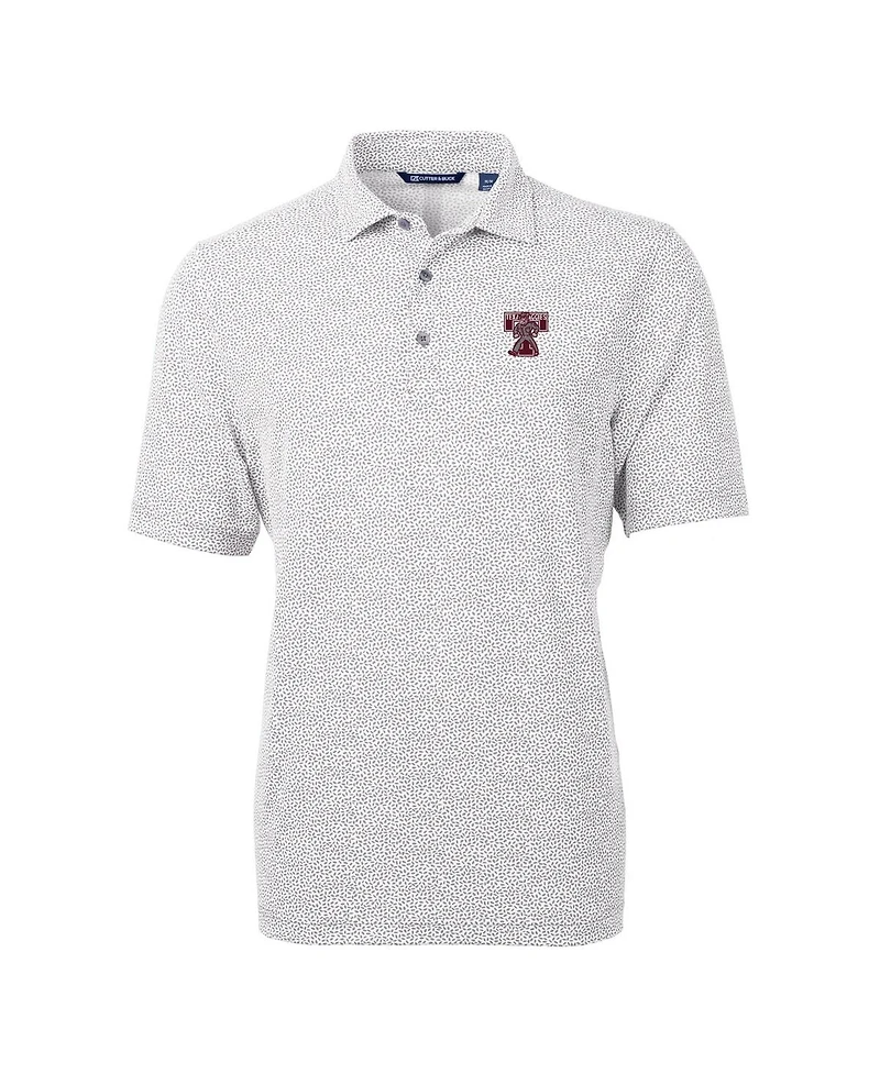 Cutter & Buck Men's Gray Texas A&M Aggies Vault DryTec Virtue Eco Pique Botanical Print Polo