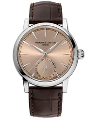 Frederique Constant Men's Swiss Automatic Classic Date Manufacture Brown Leather Strap Watch 40mm