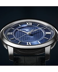 Frederique Constant Men's Swiss Automatic Classics Premiere Blue Leather Strap Watch 39mm