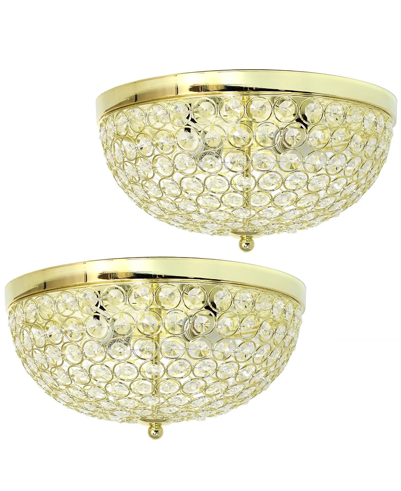 Lalia Home Crystal Glam 2 Light Ceiling Flush Mount, Pack of