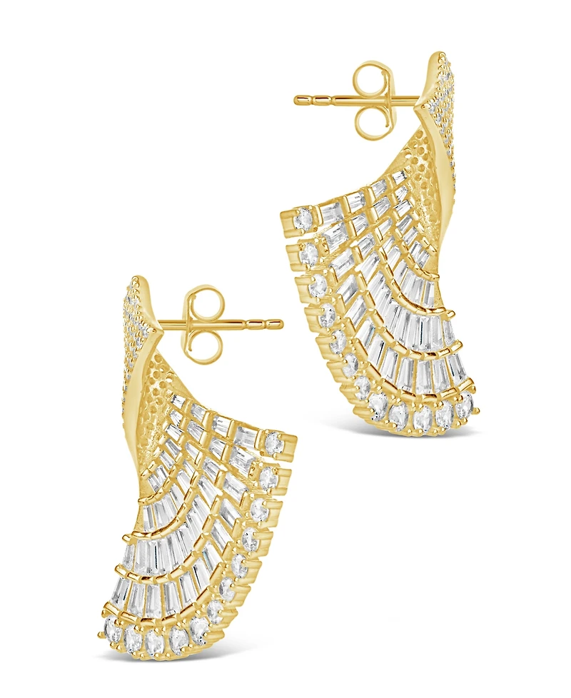 Sterling Forever Hartford Cubic Zirconia Fan Drop Stud Earrings