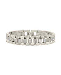Sterling Forever Cubic Zirconia Accent Watch Band Chain Bracelet