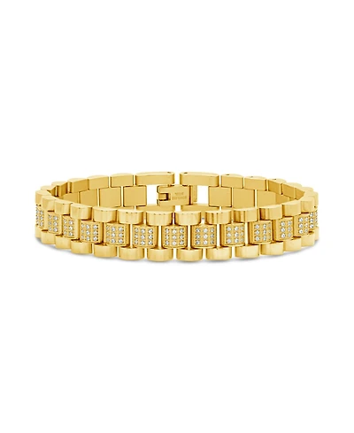 Sterling Forever Cubic Zirconia Accent Watch Band Chain Bracelet