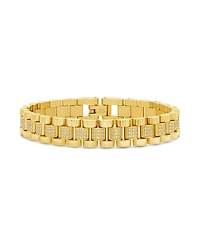 Sterling Forever Cubic Zirconia Accent Watch Band Chain Bracelet