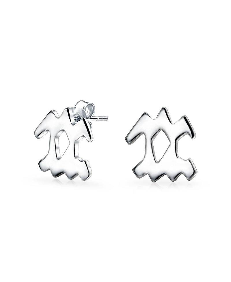 Bling Jewelry Tiny Simple Aquarius Astrology Horoscope Zodiac Stud Earrings .925 Sterling Silver