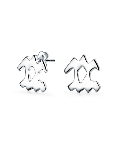 Bling Jewelry Tiny Simple Aquarius Astrology Horoscope Zodiac Stud Earrings .925 Sterling Silver