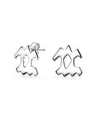 Bling Jewelry Tiny Simple Aquarius Astrology Horoscope Zodiac Stud Earrings .925 Sterling Silver
