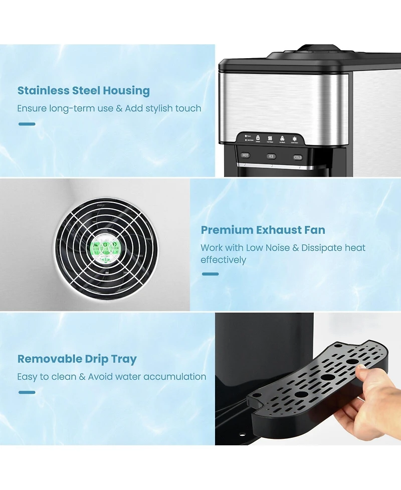 Inolait Sugift Water Cooler Dispenser 3-in-1 with Built-in Ice Maker and 3 Temperature Settings