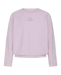 adidas Big Girls Long Sleeve Rib Velour Crewneck Pullover Sweatshirt