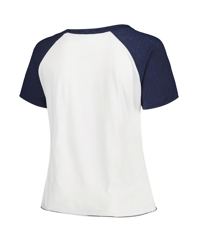 Soft As A Grape Women's White Tampa Bay Rays Plus Baseball Raglan T-Shirt